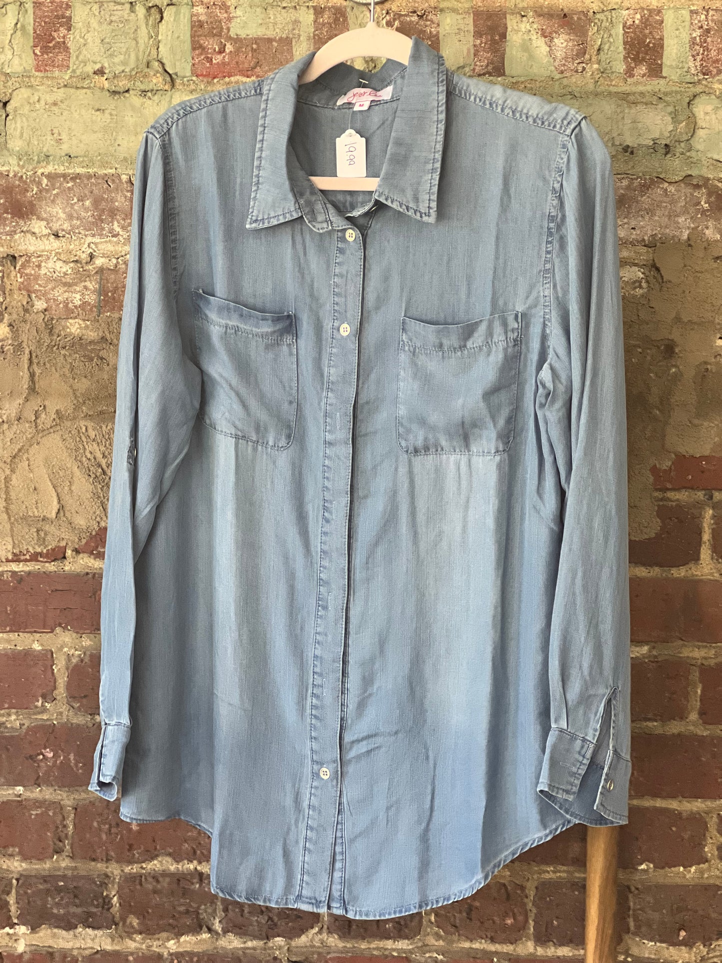 Denim button down long sleeve shirt