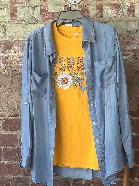 Denim button down long sleeve shirt