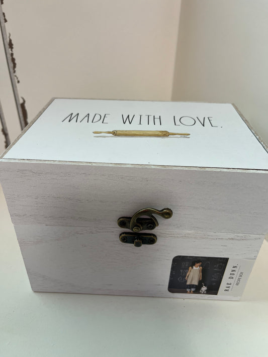Rae Dunn "Made With Love" Wooden Recipe box