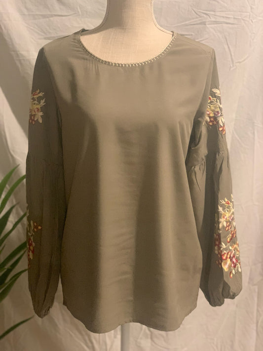 Embroidered Long Sleeve Blouse