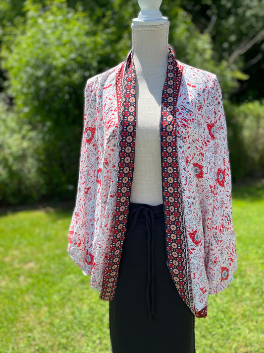 Red & White Patterned Kimono