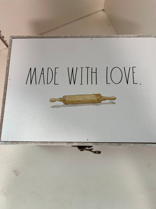 Rae Dunn "Made With Love" Wooden Recipe box