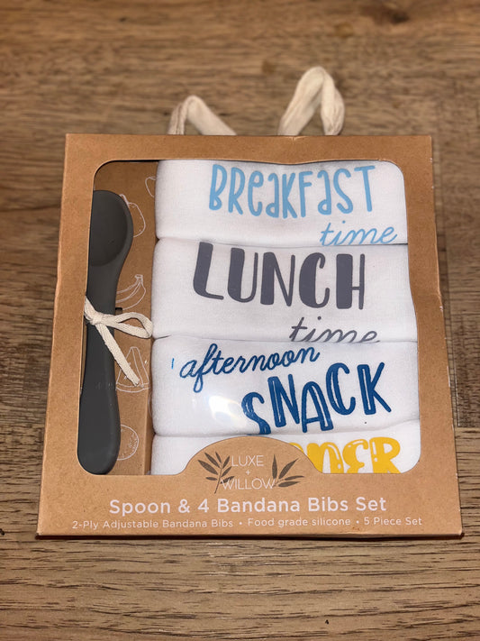 Spoon, and 4 Bandana Bib Set